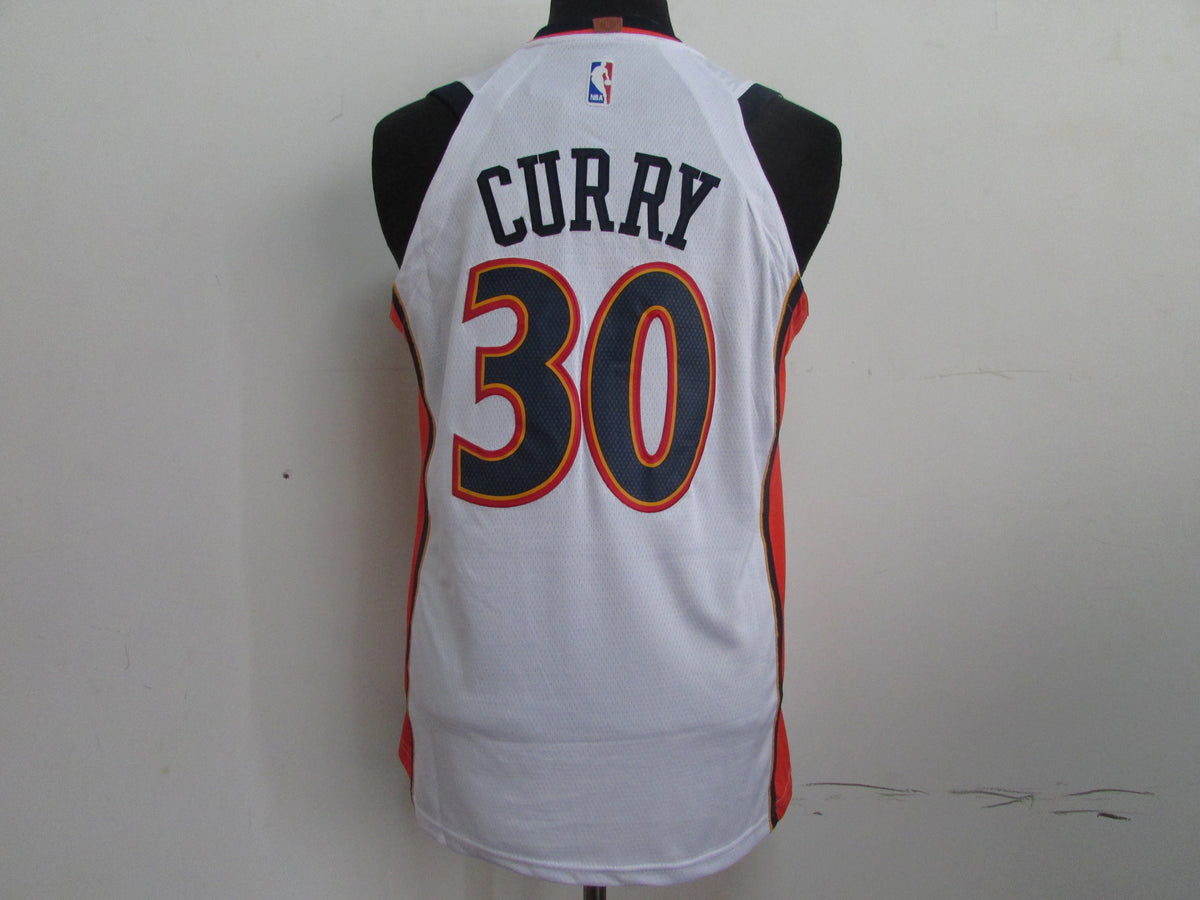 Men's Golden State Warriors Stephen Curry #30 Hardwood Classics Retro White Swingman Jersey