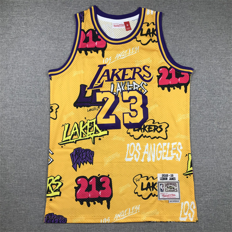 Men's Los Angeles Lakers LeBron James #23 Swingman Jersey – Graffiti Edition