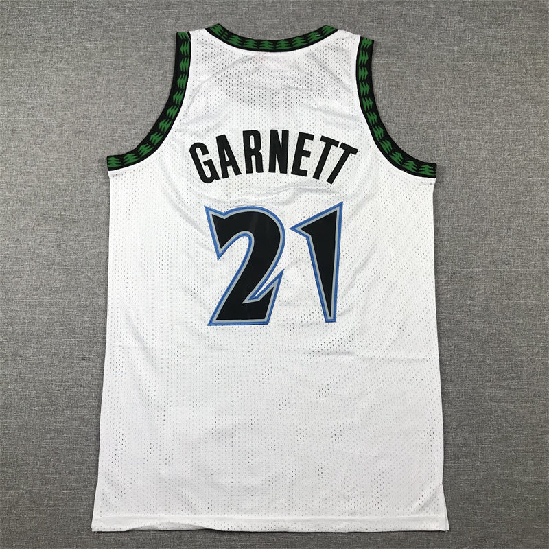 Men's Kevin Garnett Minnesota Timberwolves #21 Retro Stitched Jersey – White