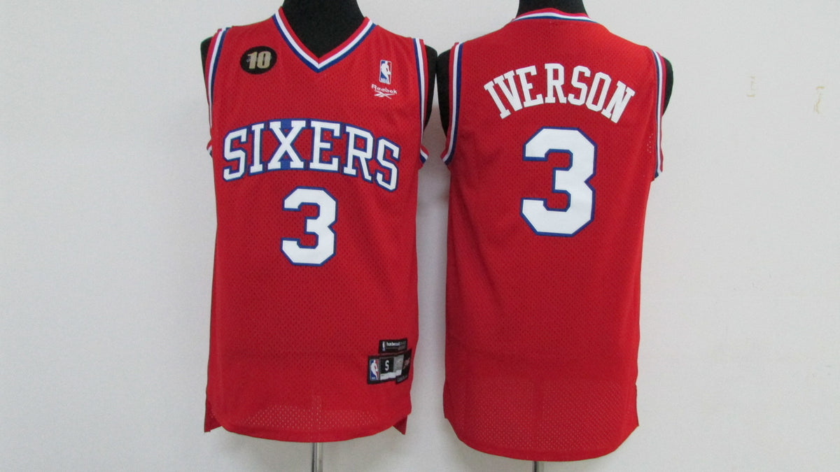 Men's Philadelphia 76ers Allen Iverson #3 Mitchell & Ness 1996-97 Hardwood Classics Swingman Jersey – Red
