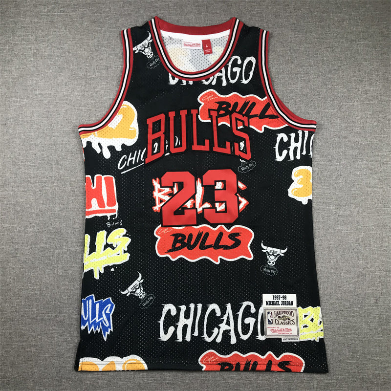 Men's Michael Jordan Chicago Bulls #23 Mitchell & Ness Swingman Graffiti Edition Jersey – Black