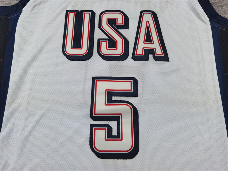 Men's USA Basketball Dream Team #5 White Swingman Jersey