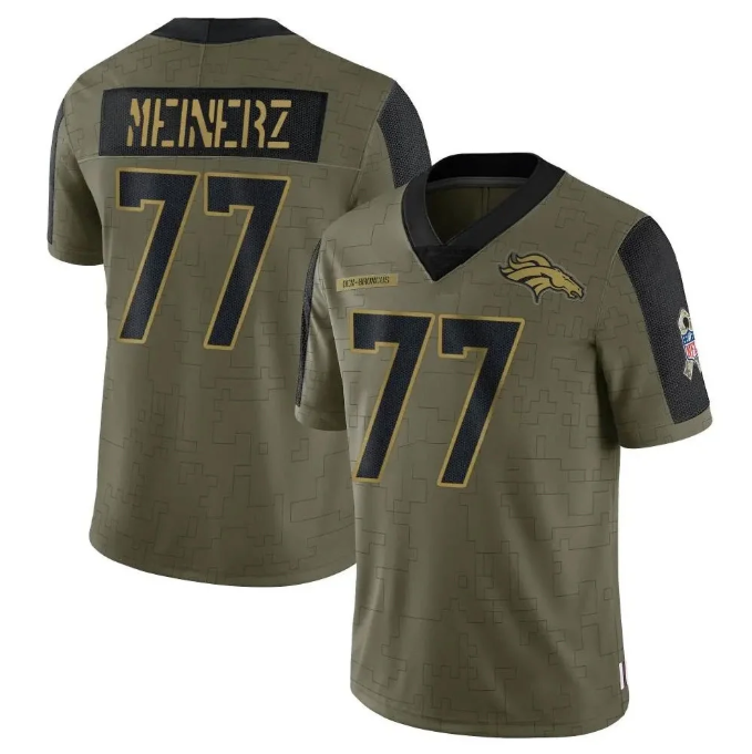 Men's Denver Broncos Quinn Meinerz #77 Olive Salute To Service Limited Game Stitched Jersey