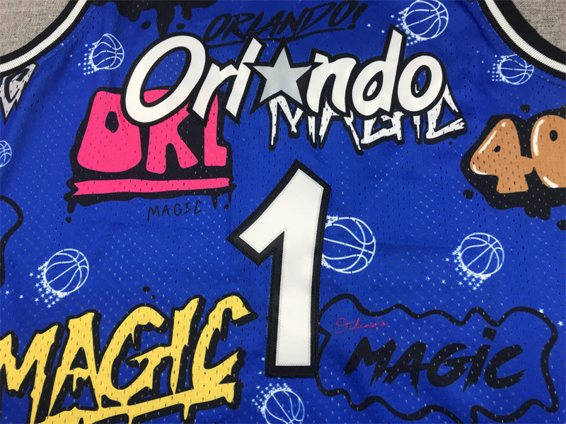 Men's Penny Hardaway Orlando Magic #1 Nike Swingman Graffiti Edition Jersey – Blue