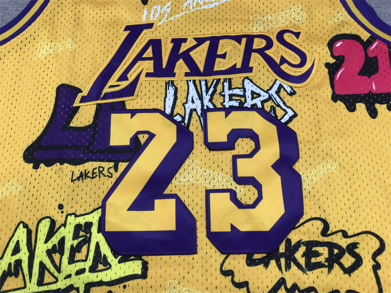 Men's Los Angeles Lakers LeBron James #23 Swingman Jersey – Graffiti Edition