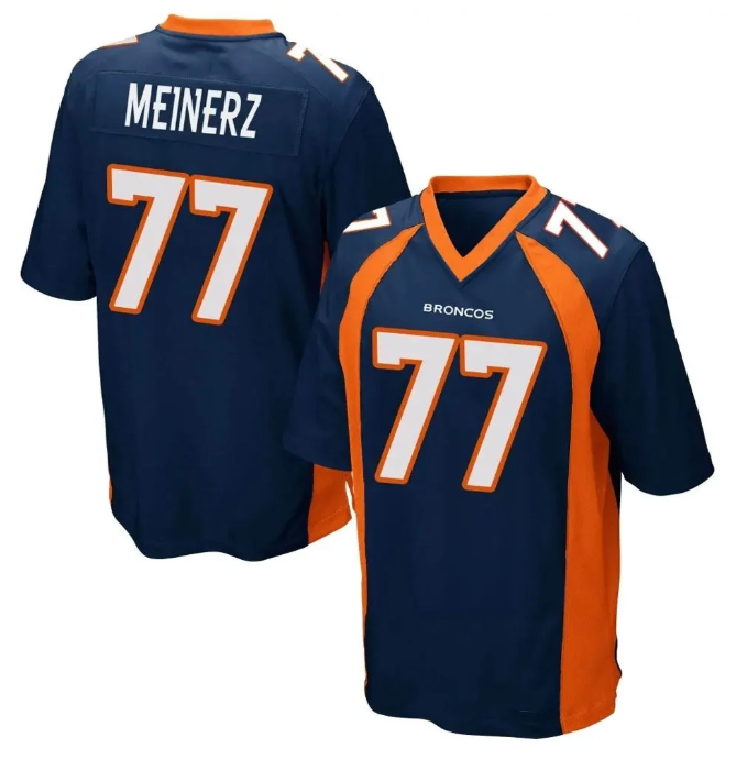 Men's Denver Broncos Quinn Meinerz #77 Navy Game Stitched Jersey
