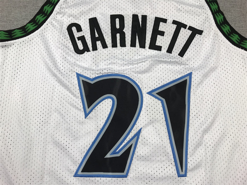 Men's Kevin Garnett Minnesota Timberwolves #21 Retro Stitched Jersey – White