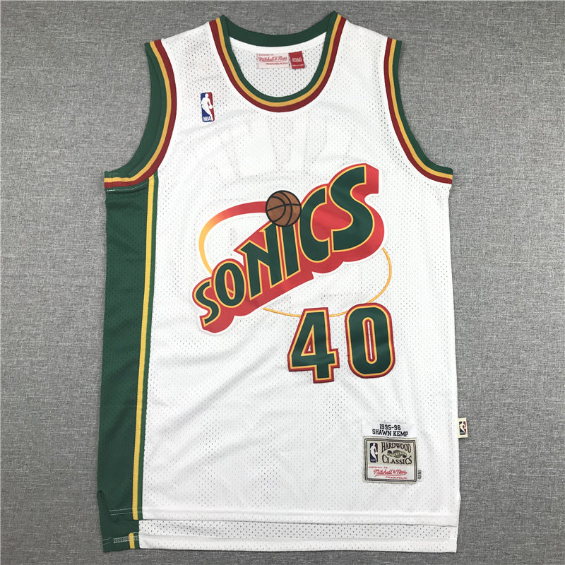 Shawn Kemp #40 Seattle SuperSonics Cream Chainstitch Swingman Jersey