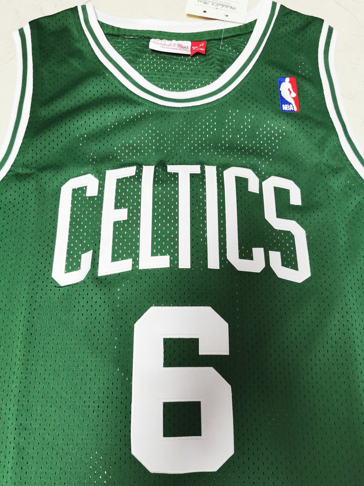 Boston Celtics Bill Russell #6 Retro Green Mesh NBA Jersey