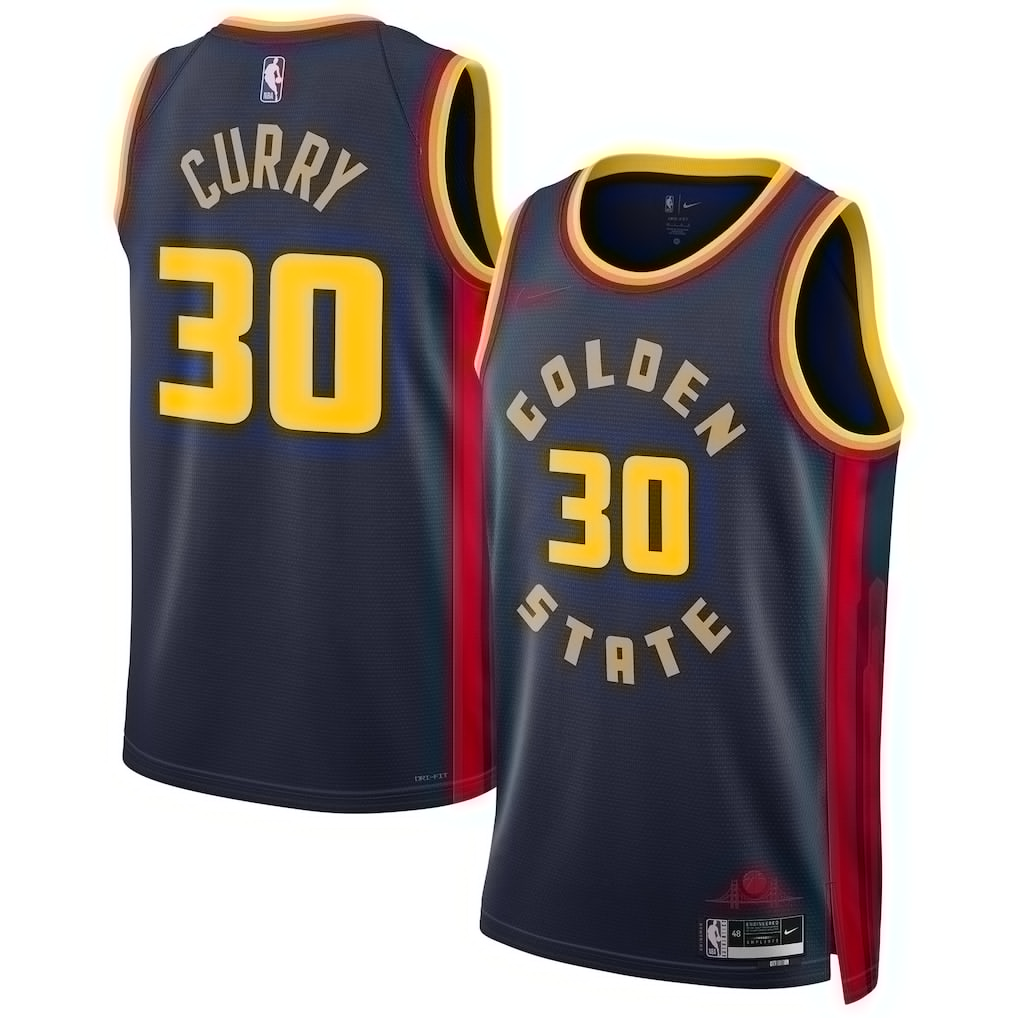 Men's Golden State Warriors Stephen Curry #30 Nike 2024-25 City Edition Swingman Jersey – Navy