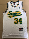 Men's Seattle SuperSonics Ray Allen #34 Mitchell & Ness Hardwood Classics Retro White Swingman Jersey