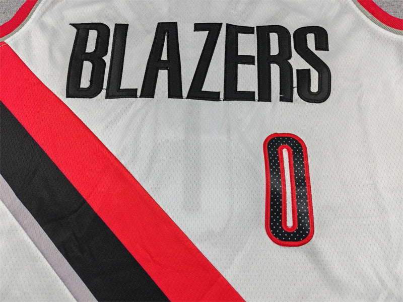 Men's Portland Trail Blazers Damian Lillard #0 White Swingman Jersey