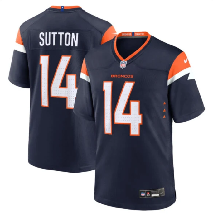 Men's Denver Broncos Courtland Sutton #14 Navy Alternate Game Jersey