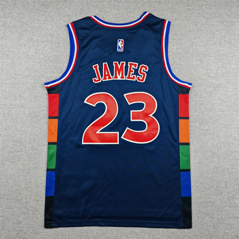 Men's Philadelphia 76ers James #23 Dark Blue City Edition Swingman Jersey