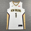 Men's New Orleans Pelicans Zion Williamson #1 Nike Association Edition 2020 Swingman Jersey – White