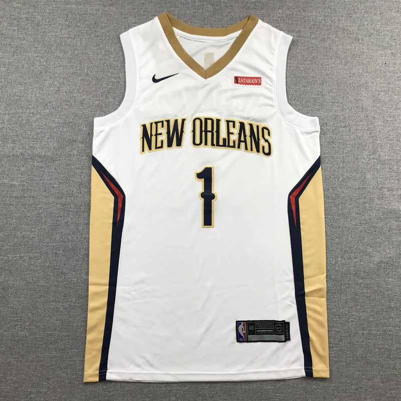 Men's New Orleans Pelicans Zion Williamson #1 Nike Association Edition 2020 Swingman Jersey – White