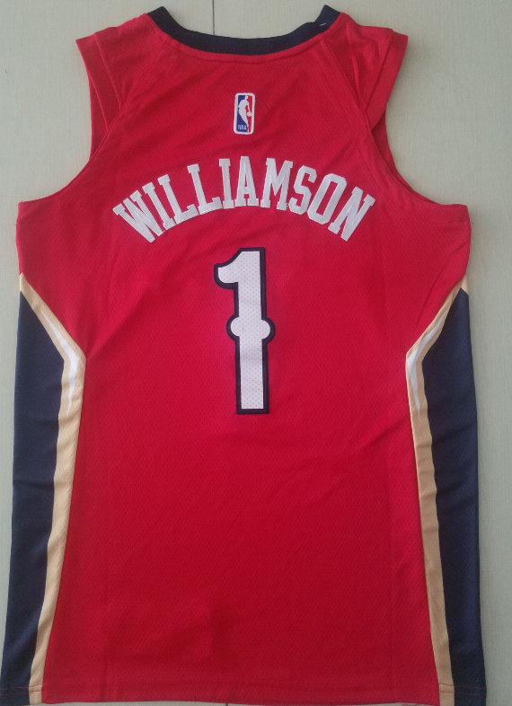 Men's New Orleans Pelicans Zion Williamson #1 Jordan Brand Statement Edition 2020-21 Fast Break Replica Jersey – Red
