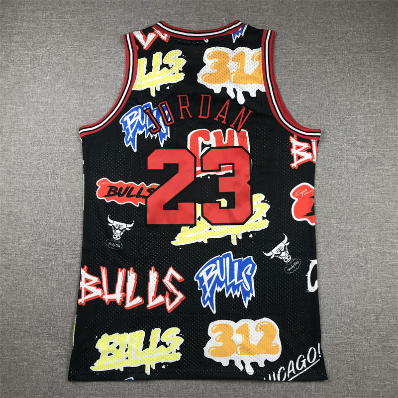 Men's Michael Jordan Chicago Bulls #23 Mitchell & Ness Swingman Graffiti Edition Jersey – Black