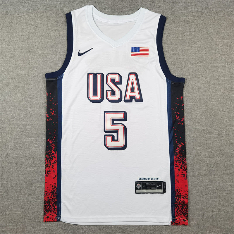 Men's USA Basketball Dream Team #5 White Swingman Jersey