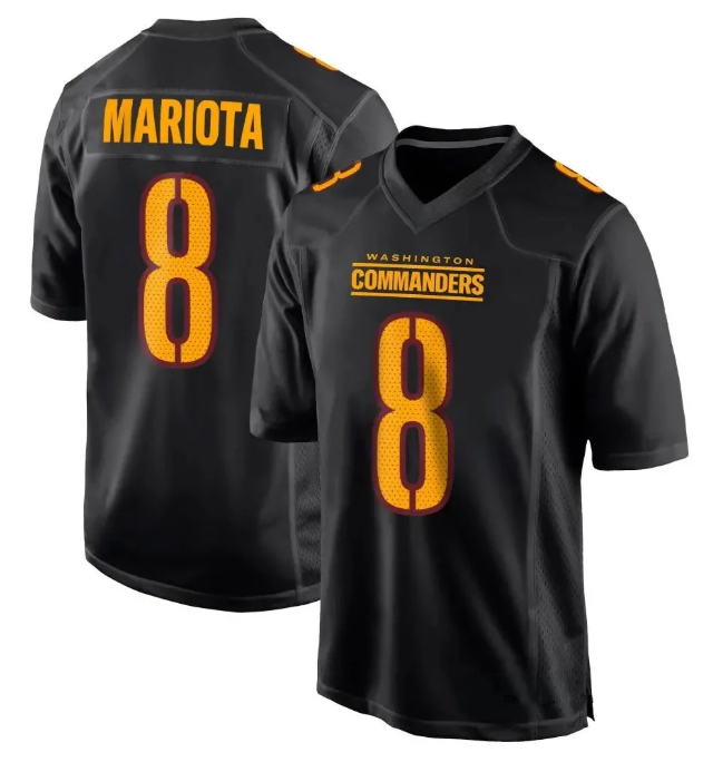 Men's Washington Commanders Marcus Mariota #8 Black Fashion Game Player Jersey