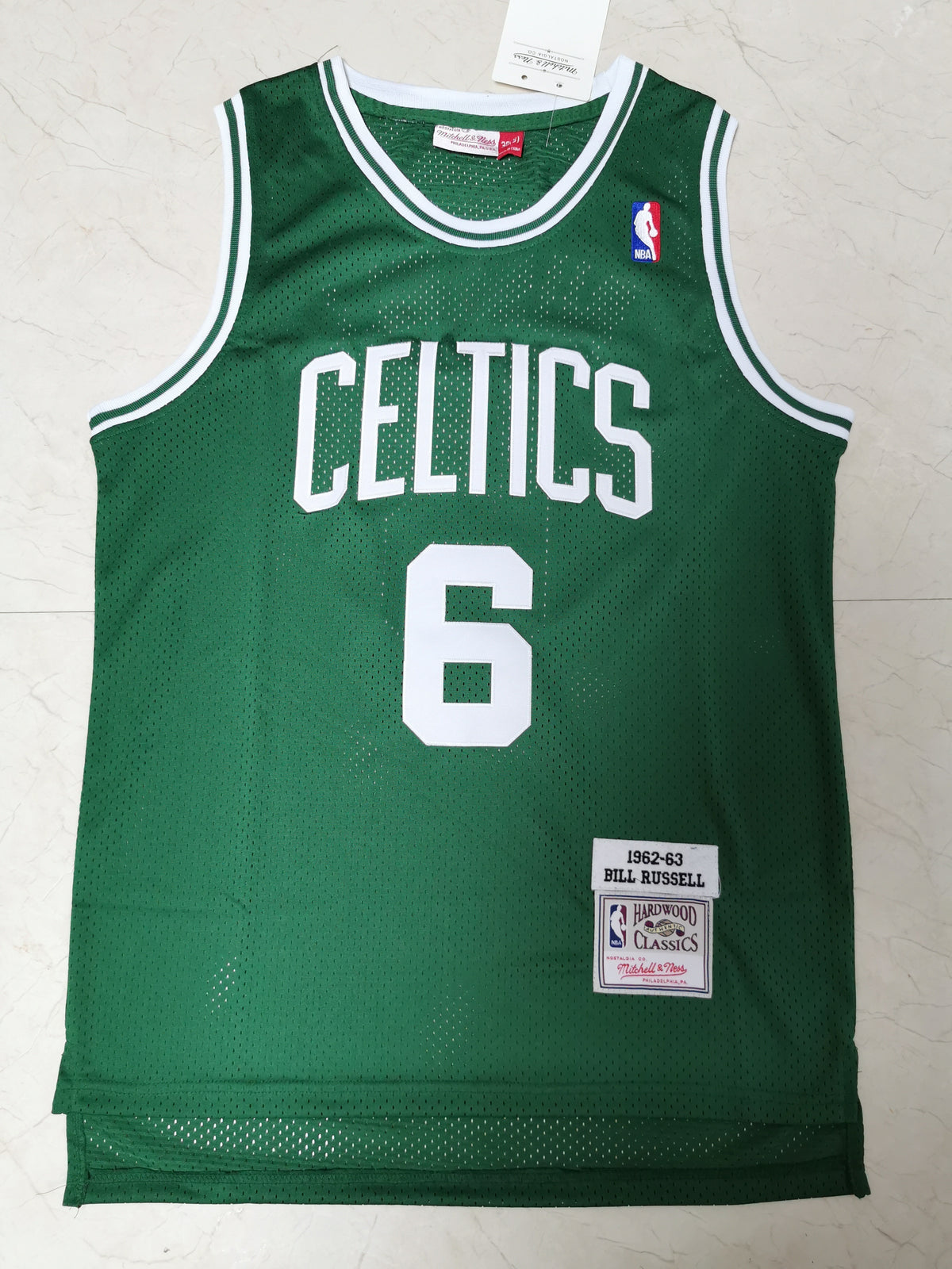 Boston Celtics Bill Russell #6 Retro Green Mesh NBA Jersey