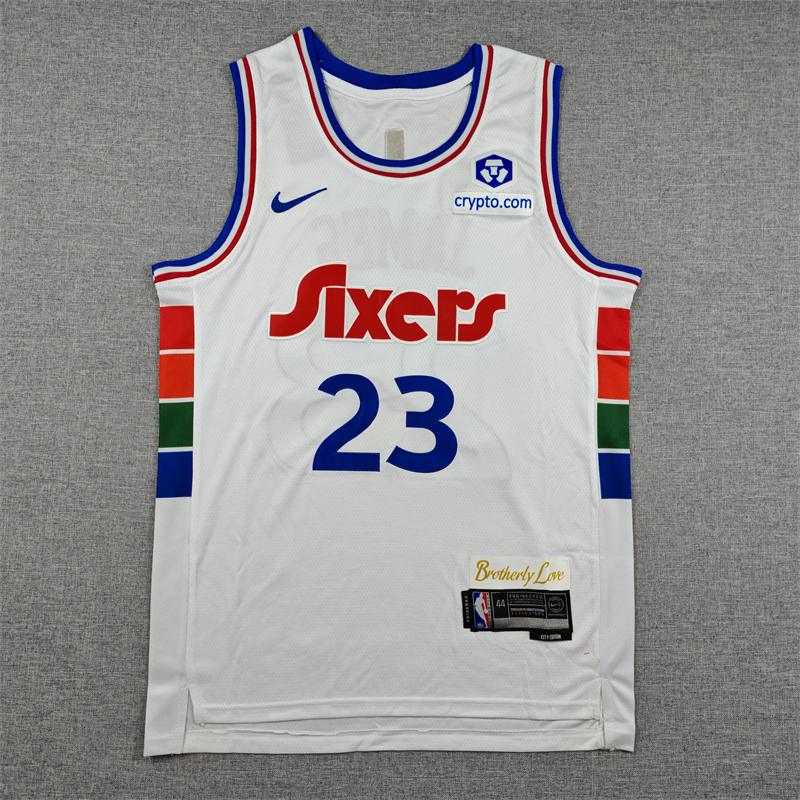 Men's Philadelphia 76ers James #23 White City Edition Swingman Jersey
