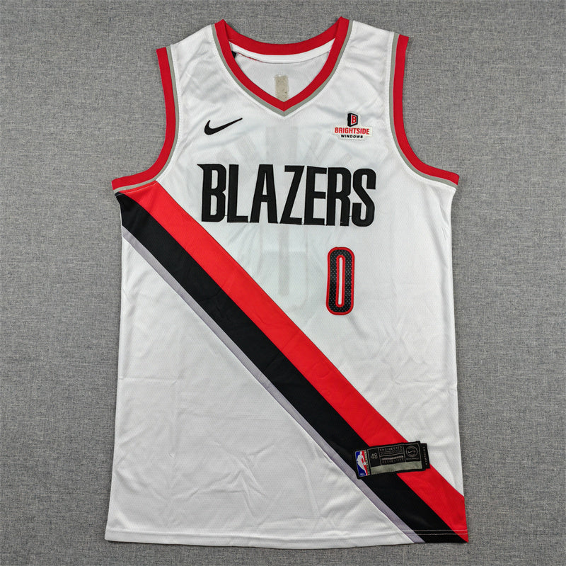 Men's Portland Trail Blazers Damian Lillard #0 White Swingman Jersey