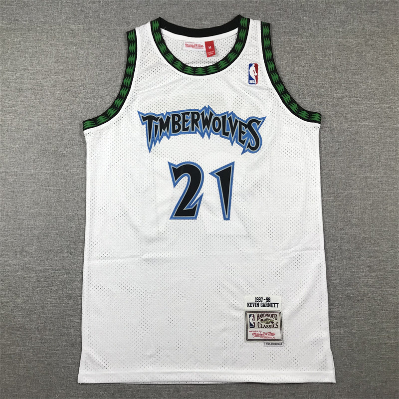 Men's Kevin Garnett Minnesota Timberwolves #21 Retro Stitched Jersey – White