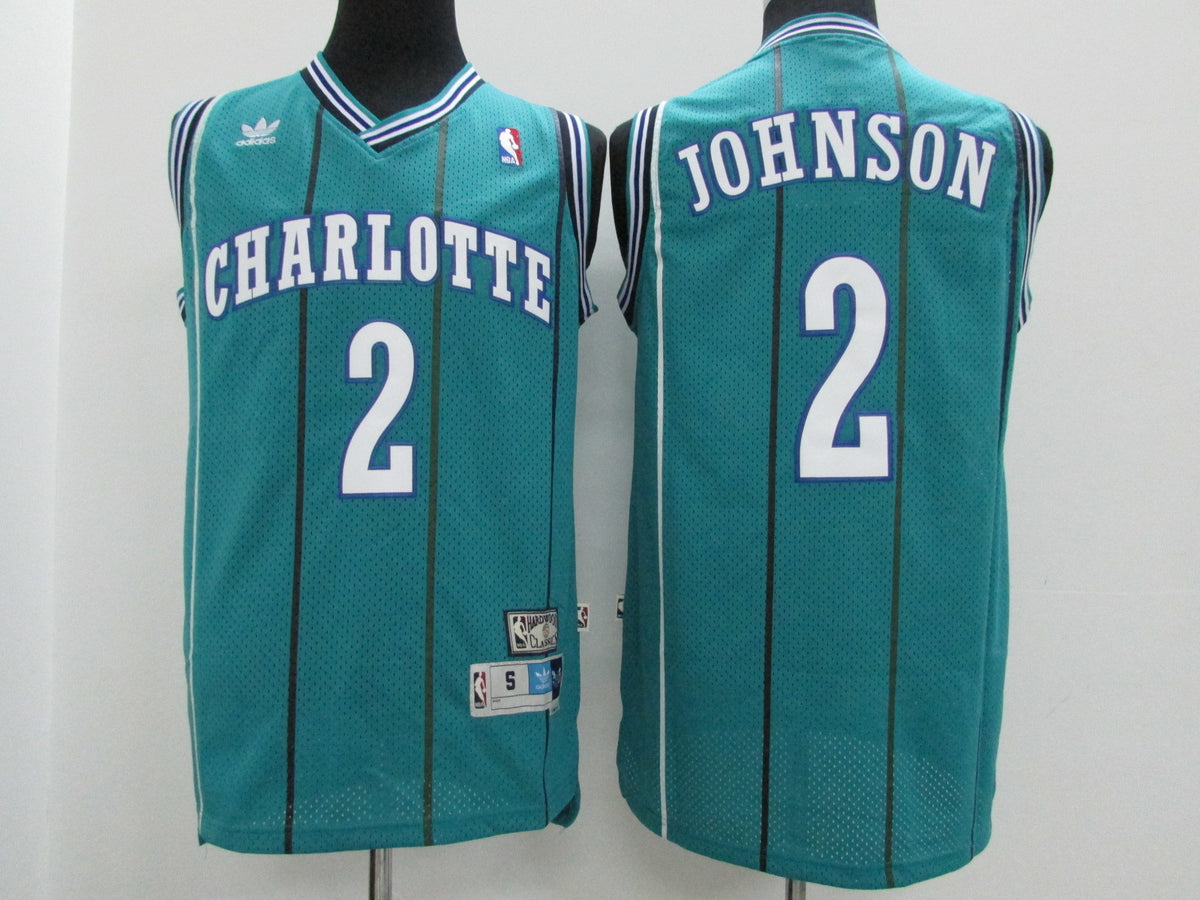 Men's Charlotte Hornets Larry Johnson #2 Mitchell & Ness 1992-93 Hardwood Classics Road Swingman Jersey