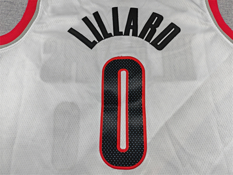 Men's Portland Trail Blazers Damian Lillard #0 White Swingman Jersey