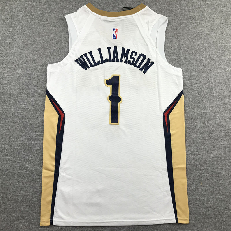 Men's New Orleans Pelicans Zion Williamson #1 Nike Association Edition 2020 Swingman Jersey – White