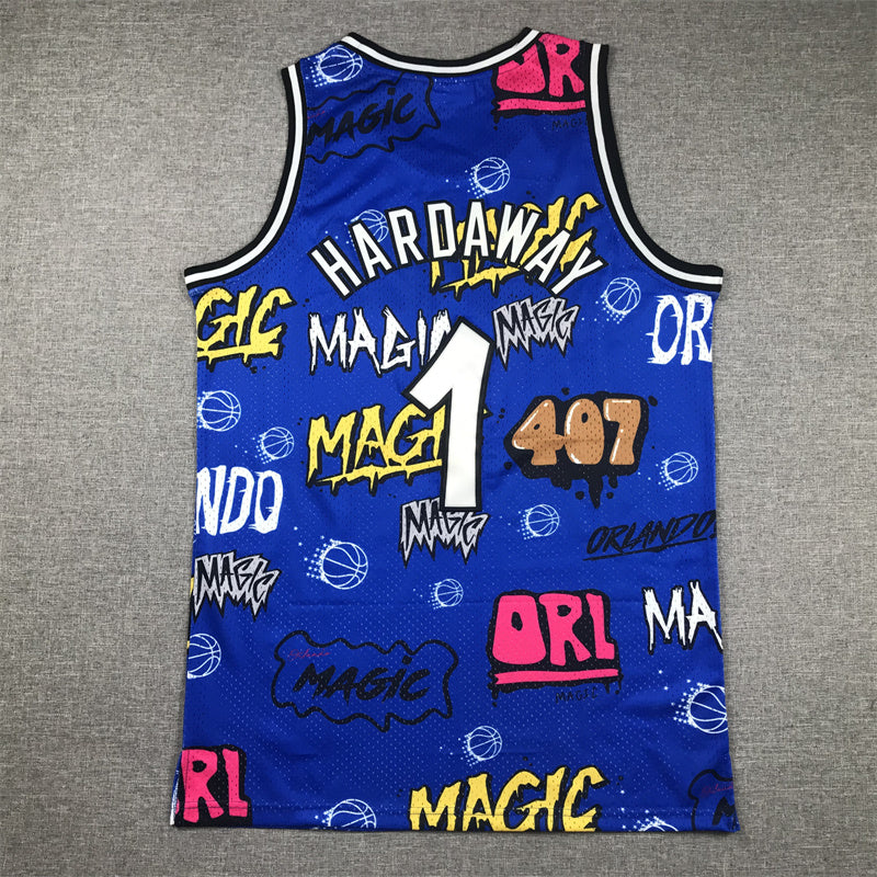 Men's Penny Hardaway Orlando Magic #1 Nike Swingman Graffiti Edition Jersey – Blue