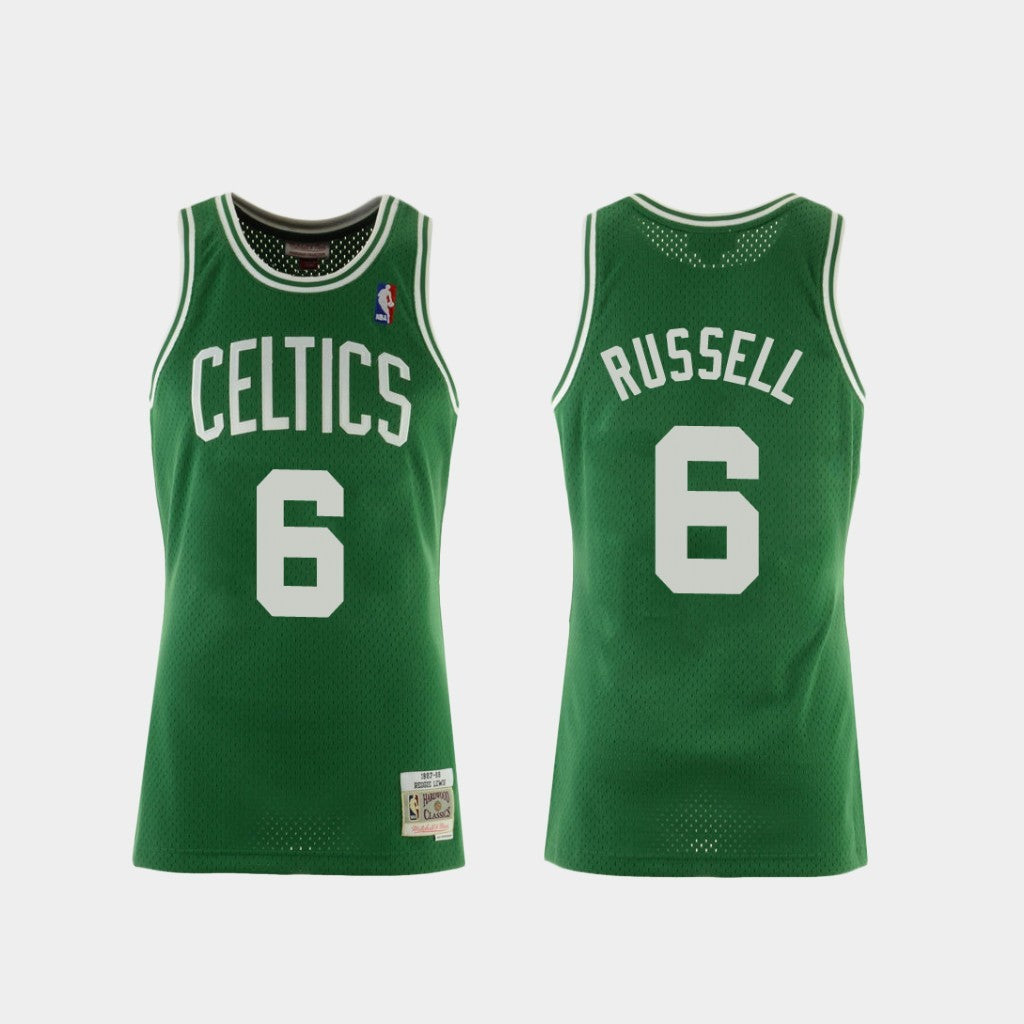 Boston Celtics Bill Russell #6 Retro Green Mesh NBA Jersey