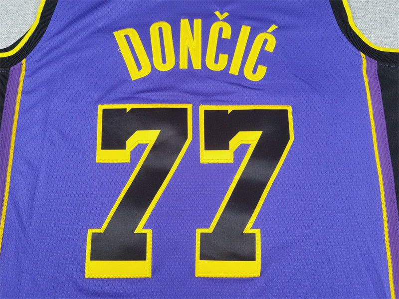 Los Angeles Lakers Luka Dončić #77 Purple Basketball Jersey