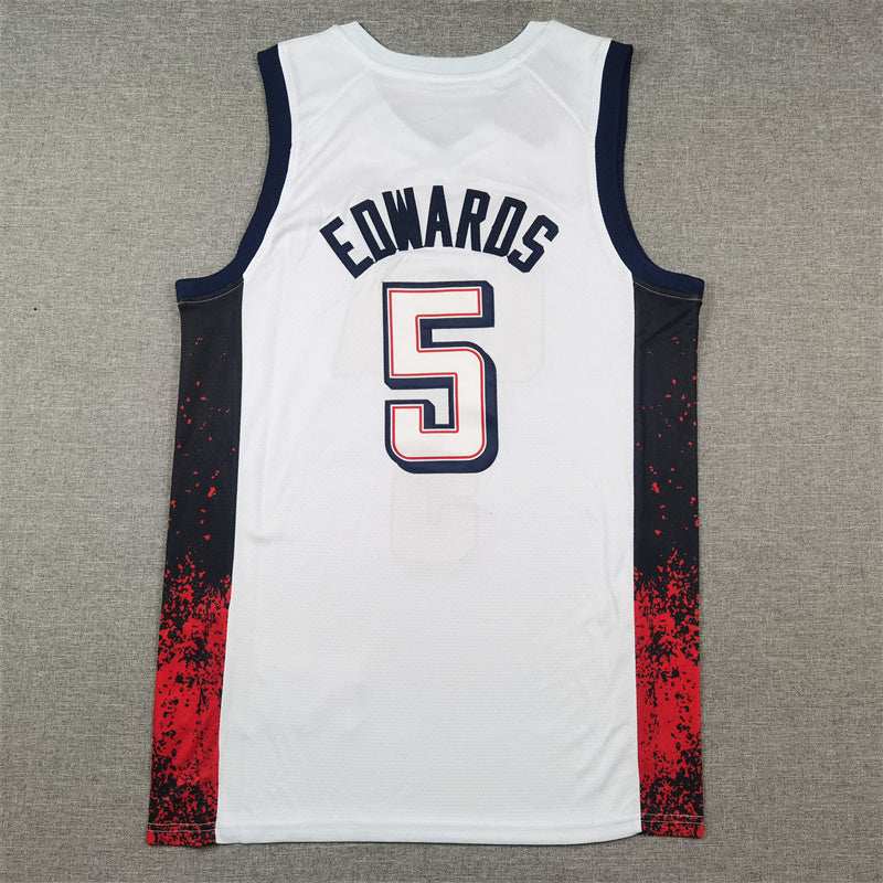 Men's USA Basketball Dream Team #5 White Swingman Jersey