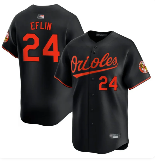 Baltimore Orioles #24 Zach Eflin Men's Black Home Replica Baseball Jersey