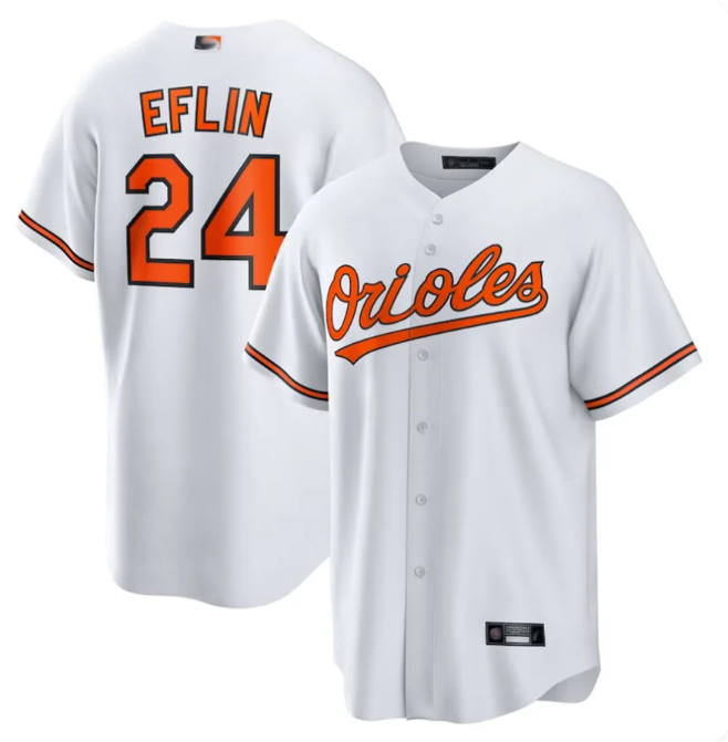 Baltimore Orioles #24 Zach Eflin Men's White Home Replica Baseball Jersey