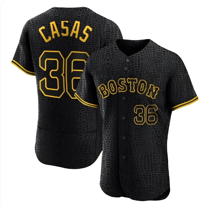 Men's Boston Red Sox Triston Casas #36 Black Snake Skin City Home Game Stitched Player Jersey