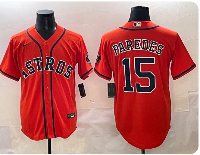Houston Astros #15 Isaac Paredes Men's Orange Replica Player Jersey
