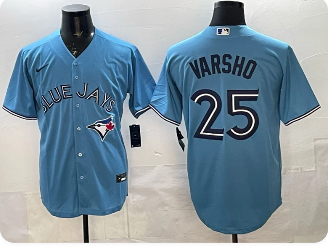 Men's Toronto Blue Jays Daulton Varsho #25 Powder Blue Player Jersey