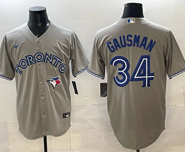 Men's Toronto Blue Jays Kevin Gausman #34 Gray Road Replica Player Jersey