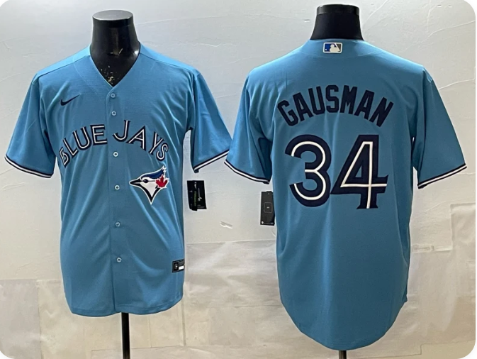 Men's Toronto Blue Jays Kevin Gausman #34 Powder Blue Stitched Player Baseball Jersey