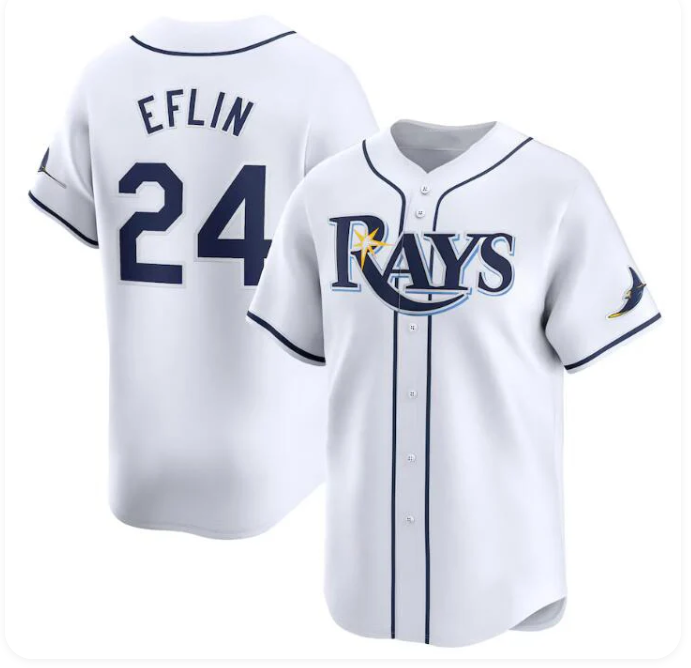 Tampa Bay Rays #24 Zach Eflin White Home Limited Stitched Baseball Jersey