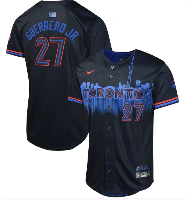 Men's Toronto Blue Jays Vladimir Guerrero Jr. #27 City Connect Limited Player Jersey – Black