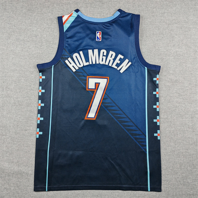 Men's Oklahoma City Thunder Chet Holmgren #7 Blue Swingman Jersey – Icon Edition