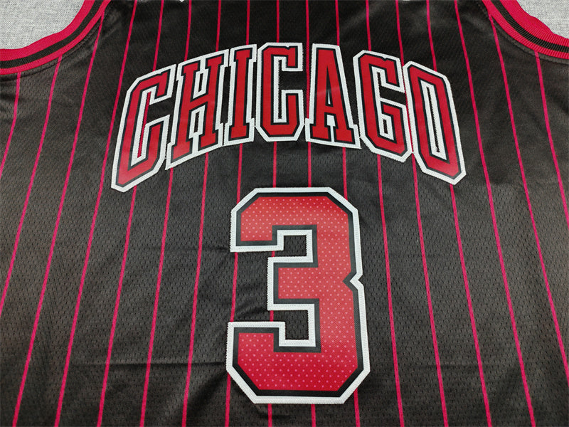 Men's Chicago Bulls #3 Black Stripe Statement Edition Jersey