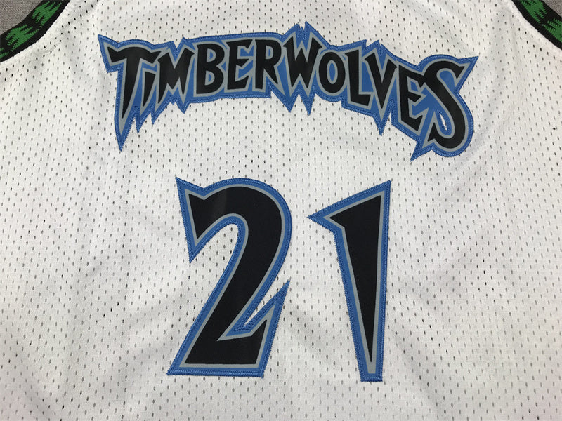 Men's Kevin Garnett Minnesota Timberwolves #21 Retro Stitched Jersey – White