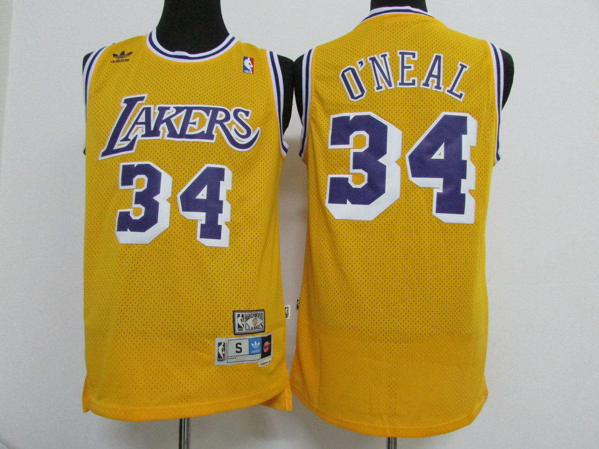Men's Los Angeles Lakers Shaquille O'Neal #34 Mitchell & Ness 1996-97 Hardwood Classics Swingman Jersey – Gold