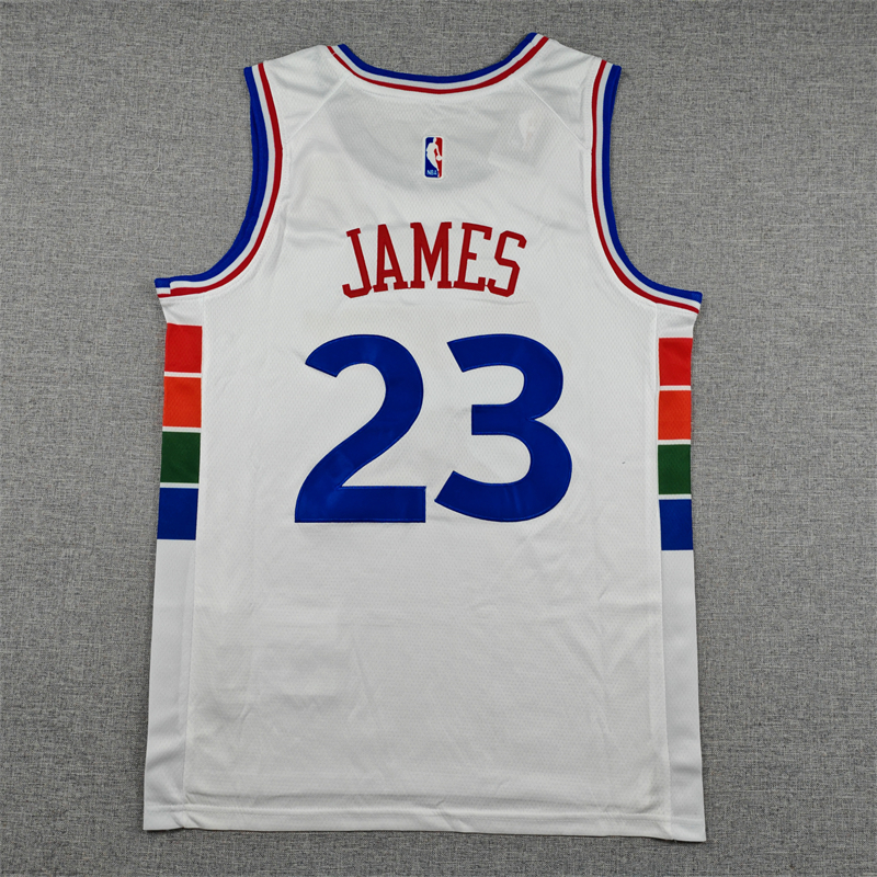 Men's Philadelphia 76ers James #23 White City Edition Swingman Jersey