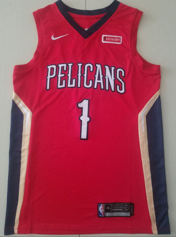 Men's New Orleans Pelicans Zion Williamson #1 Jordan Brand Statement Edition 2020-21 Fast Break Replica Jersey – Red